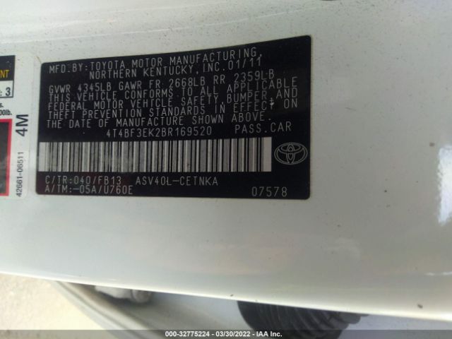 Photo 8 VIN: 4T4BF3EK2BR169520 - TOYOTA CAMRY 