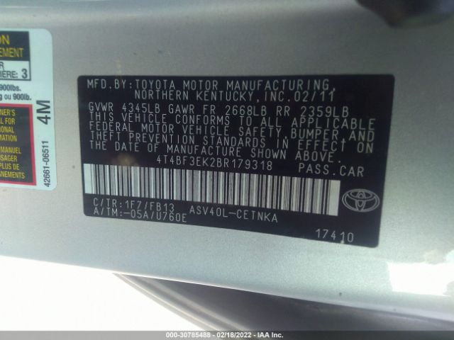 Photo 8 VIN: 4T4BF3EK2BR179318 - TOYOTA CAMRY 