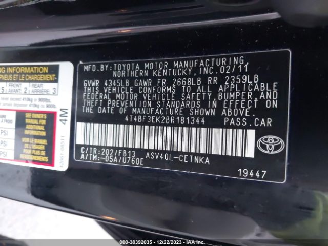 Photo 8 VIN: 4T4BF3EK2BR181344 - TOYOTA CAMRY 