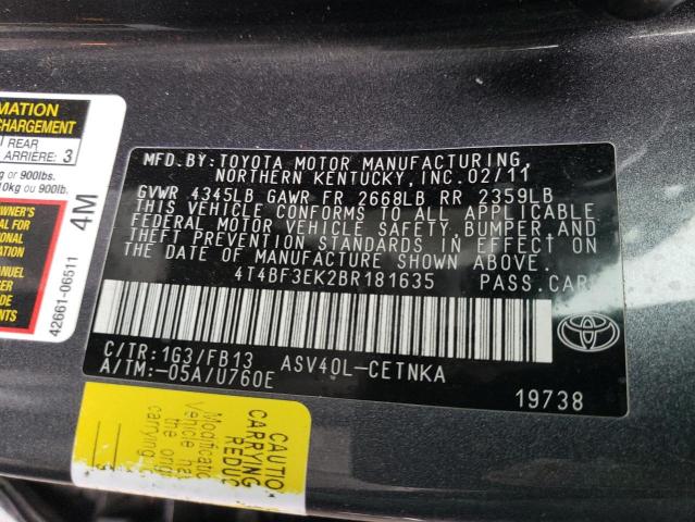 Photo 11 VIN: 4T4BF3EK2BR181635 - TOYOTA CAMRY 