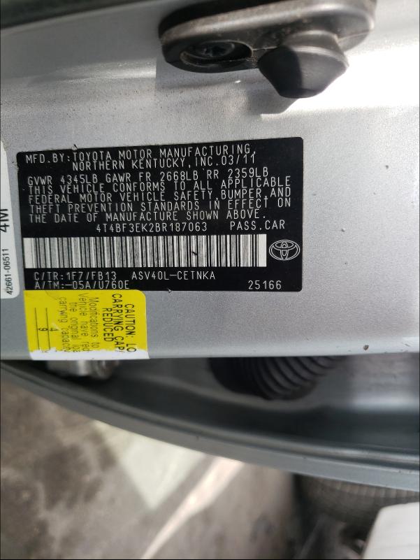 Photo 9 VIN: 4T4BF3EK2BR187063 - TOYOTA CAMRY BASE 