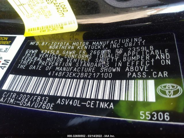 Photo 8 VIN: 4T4BF3EK2BR217100 - TOYOTA CAMRY 