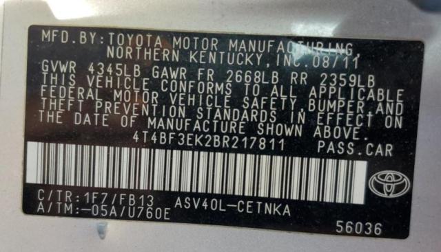 Photo 9 VIN: 4T4BF3EK2BR217811 - TOYOTA CAMRY BASE 