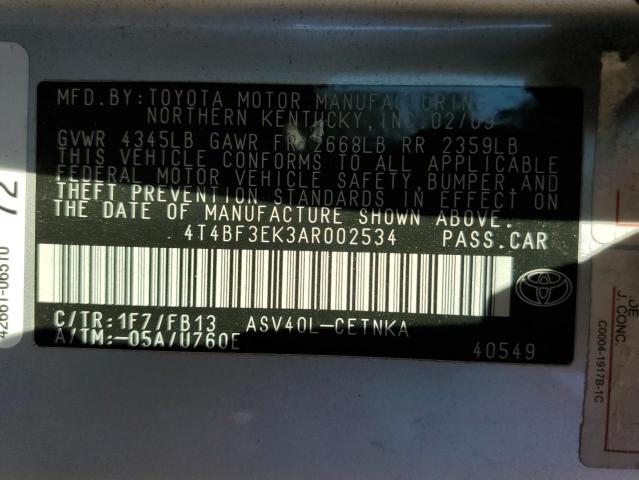 Photo 11 VIN: 4T4BF3EK3AR002534 - TOYOTA CAMRY 