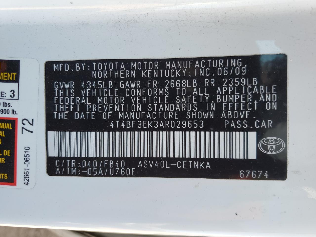 Photo 11 VIN: 4T4BF3EK3AR029653 - TOYOTA CAMRY 