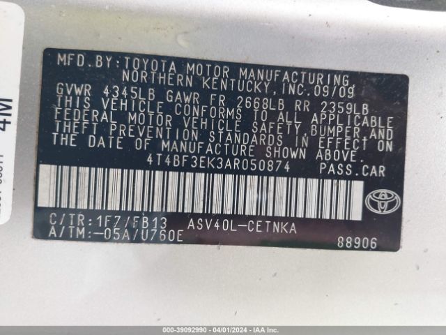 Photo 8 VIN: 4T4BF3EK3AR050874 - TOYOTA CAMRY 