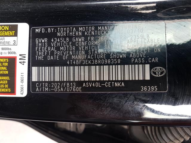 Photo 9 VIN: 4T4BF3EK3BR098358 - TOYOTA CAMRY BASE 