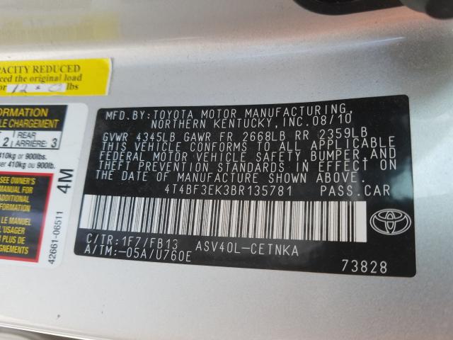 Photo 9 VIN: 4T4BF3EK3BR135781 - TOYOTA CAMRY BASE 