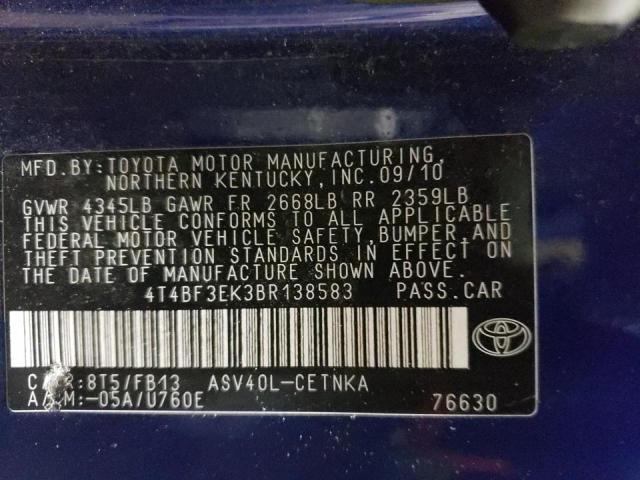 Photo 11 VIN: 4T4BF3EK3BR138583 - TOYOTA CAMRY BASE 