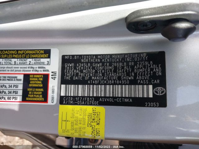 Photo 8 VIN: 4T4BF3EK3BR184950 - TOYOTA CAMRY 