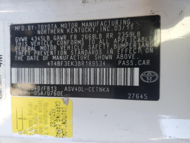 Photo 12 VIN: 4T4BF3EK3BR189534 - TOYOTA CAMRY BASE 
