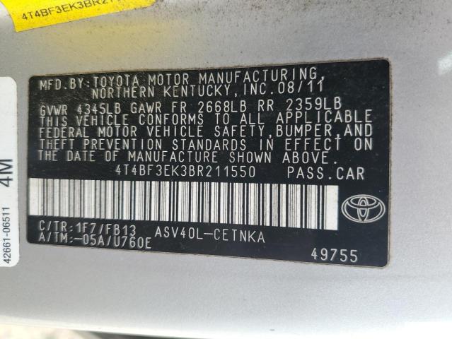 Photo 11 VIN: 4T4BF3EK3BR211550 - TOYOTA CAMRY 