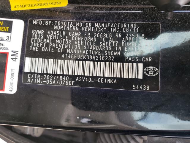 Photo 9 VIN: 4T4BF3EK3BR216232 - TOYOTA CAMRY 