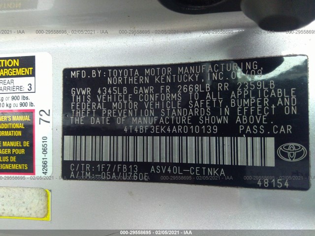 Photo 8 VIN: 4T4BF3EK4AR010139 - TOYOTA CAMRY 