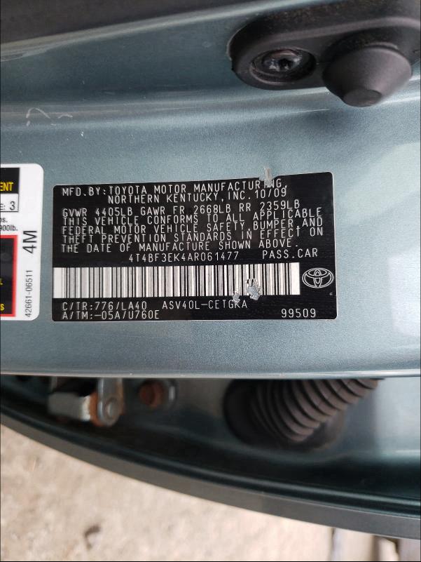 Photo 9 VIN: 4T4BF3EK4AR061477 - TOYOTA CAMRY BASE 