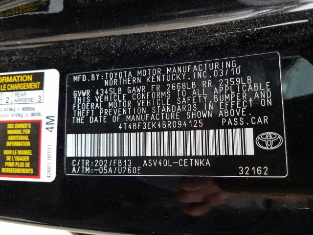 Photo 9 VIN: 4T4BF3EK4BR094125 - TOYOTA CAMRY 