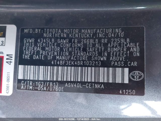 Photo 8 VIN: 4T4BF3EK4BR103213 - TOYOTA CAMRY 