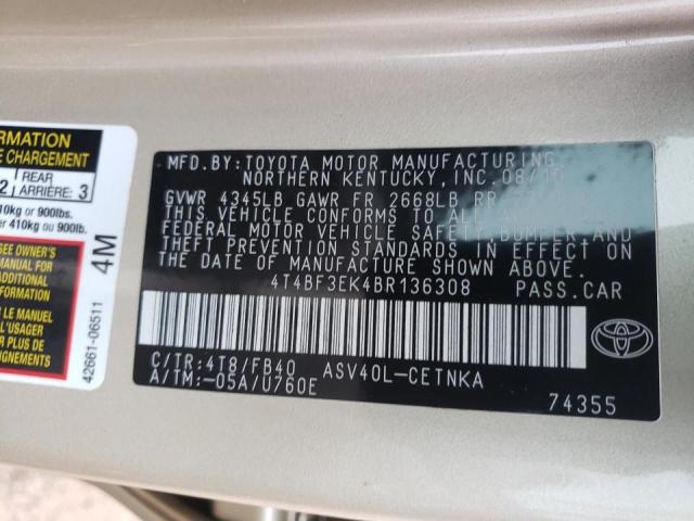 Photo 9 VIN: 4T4BF3EK4BR136308 - TOYOTA CAMRY BASE 