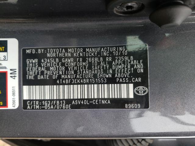 Photo 9 VIN: 4T4BF3EK4BR151553 - TOYOTA CAMRY BASE 