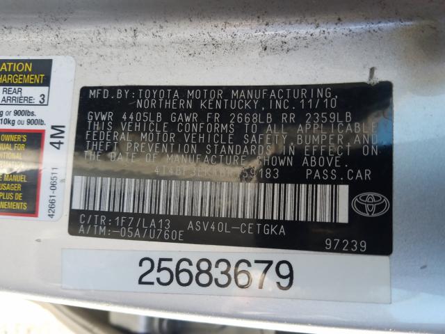 Photo 9 VIN: 4T4BF3EK4BR159183 - TOYOTA CAMRY BASE 