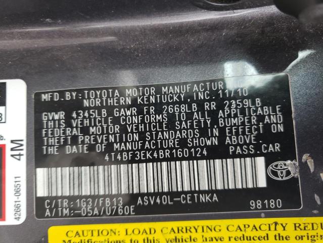 Photo 9 VIN: 4T4BF3EK4BR160124 - TOYOTA CAMRY BASE 