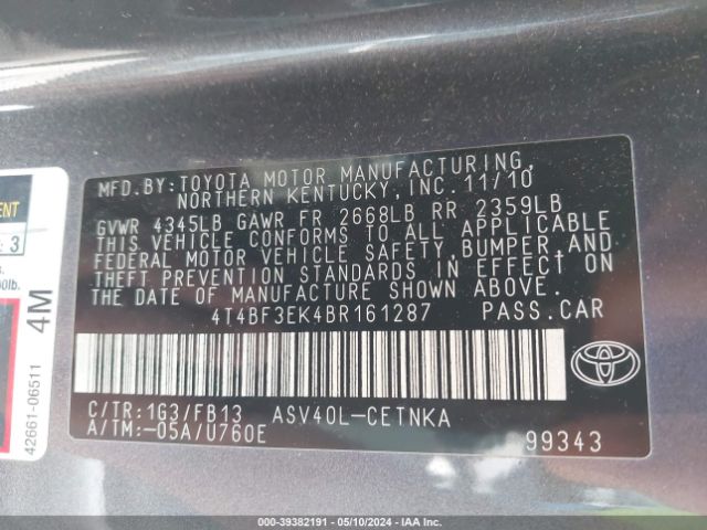 Photo 8 VIN: 4T4BF3EK4BR161287 - TOYOTA CAMRY 