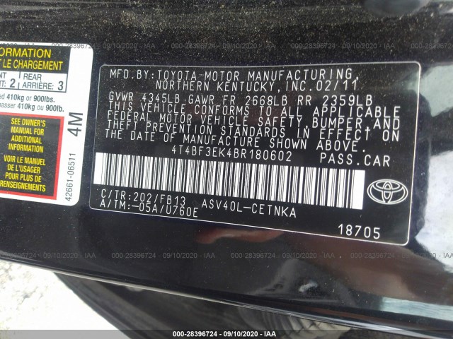 Photo 8 VIN: 4T4BF3EK4BR180602 - TOYOTA CAMRY 