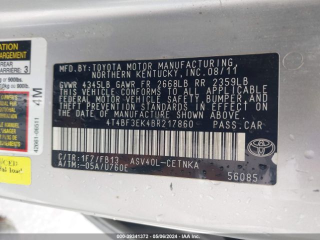 Photo 8 VIN: 4T4BF3EK4BR217860 - TOYOTA CAMRY 