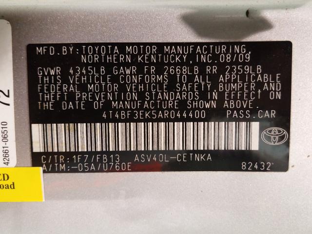 Photo 9 VIN: 4T4BF3EK5AR044400 - TOYOTA CAMRY BASE 