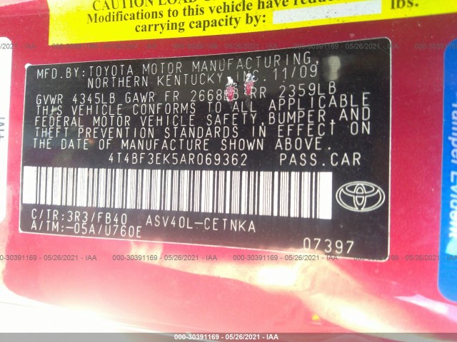 Photo 8 VIN: 4T4BF3EK5AR069362 - TOYOTA CAMRY 