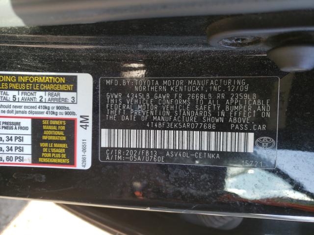 Photo 9 VIN: 4T4BF3EK5AR077686 - TOYOTA CAMRY 