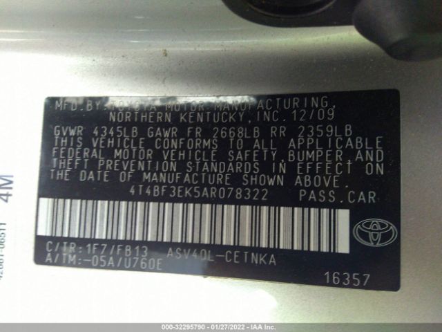 Photo 8 VIN: 4T4BF3EK5AR078322 - TOYOTA CAMRY 