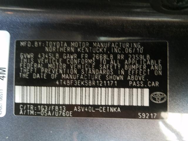 Photo 9 VIN: 4T4BF3EK5BR121171 - TOYOTA CAMRY BASE 