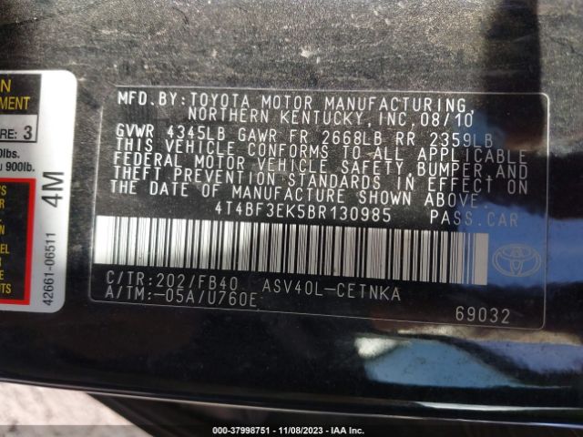 Photo 8 VIN: 4T4BF3EK5BR130985 - TOYOTA CAMRY 