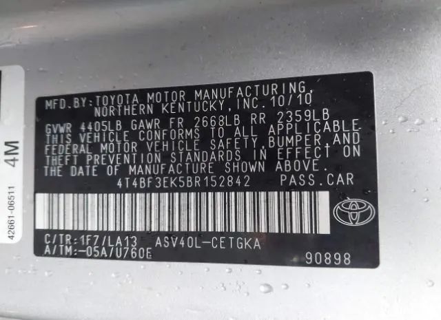 Photo 8 VIN: 4T4BF3EK5BR152842 - TOYOTA CAMRY 