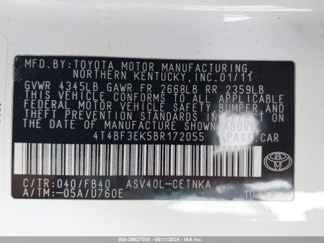 Photo 8 VIN: 4T4BF3EK5BR172055 - TOYOTA CAMRY 