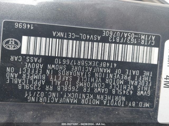 Photo 8 VIN: 4T4BF3EK5BR176610 - TOYOTA CAMRY 