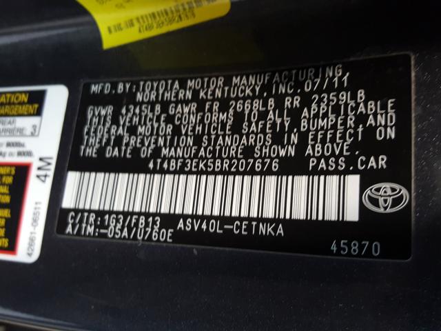 Photo 9 VIN: 4T4BF3EK5BR207676 - TOYOTA CAMRY BASE 