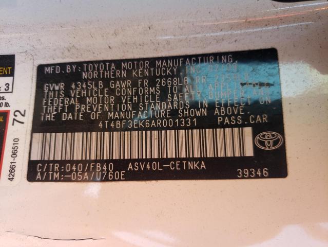 Photo 9 VIN: 4T4BF3EK6AR001331 - TOYOTA CAMRY BASE 