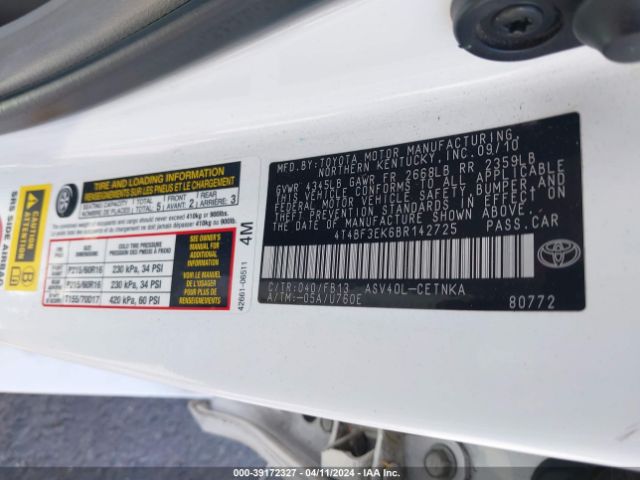 Photo 8 VIN: 4T4BF3EK6BR142725 - TOYOTA CAMRY 