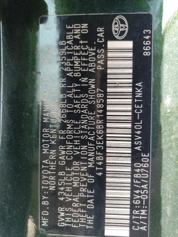 Photo 12 VIN: 4T4BF3EK6BR148587 - TOYOTA CAMRY BASE 