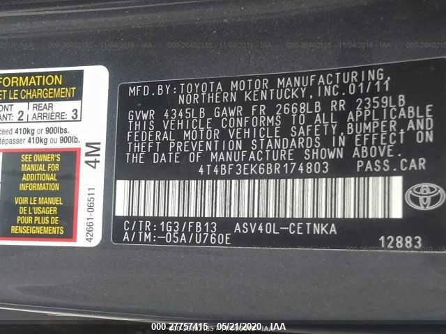 Photo 8 VIN: 4T4BF3EK6BR174803 - TOYOTA CAMRY 