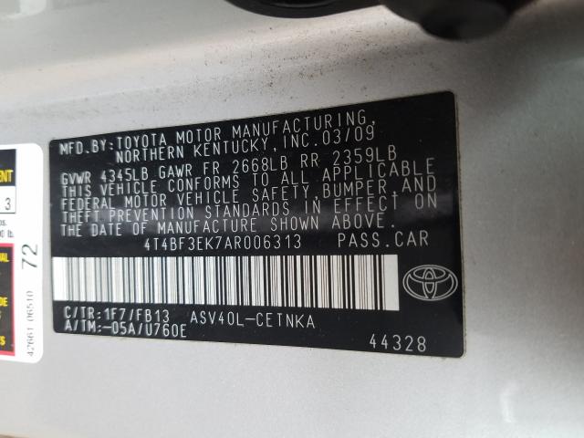 Photo 9 VIN: 4T4BF3EK7AR006313 - TOYOTA CAMRY BASE 