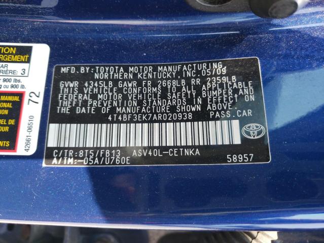 Photo 11 VIN: 4T4BF3EK7AR020938 - TOYOTA CAMRY BASE 