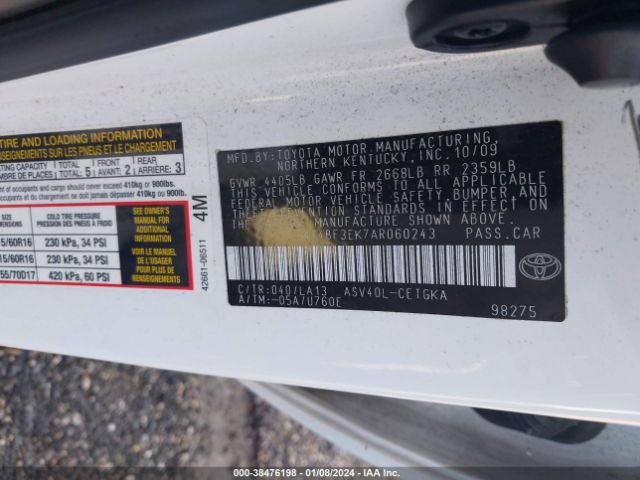 Photo 8 VIN: 4T4BF3EK7AR060243 - TOYOTA CAMRY 