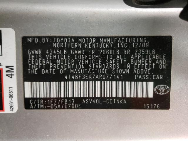 Photo 9 VIN: 4T4BF3EK7AR077141 - TOYOTA CAMRY 