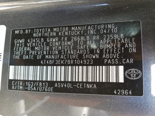 Photo 9 VIN: 4T4BF3EK7BR104923 - TOYOTA CAMRY BASE 