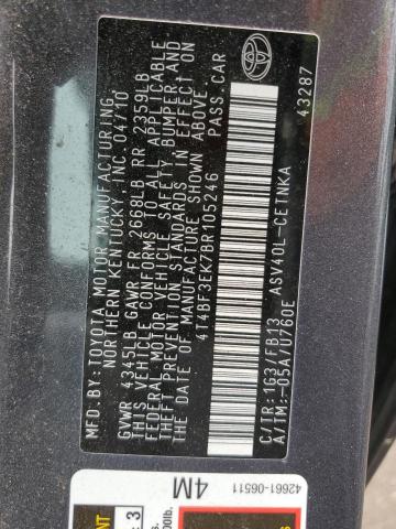 Photo 11 VIN: 4T4BF3EK7BR105246 - TOYOTA CAMRY BASE 