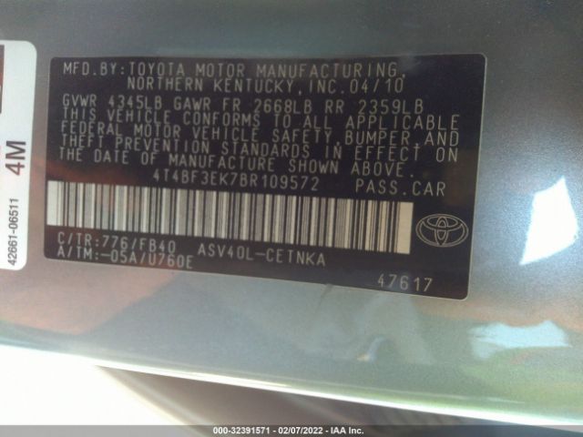 Photo 8 VIN: 4T4BF3EK7BR109572 - TOYOTA CAMRY 