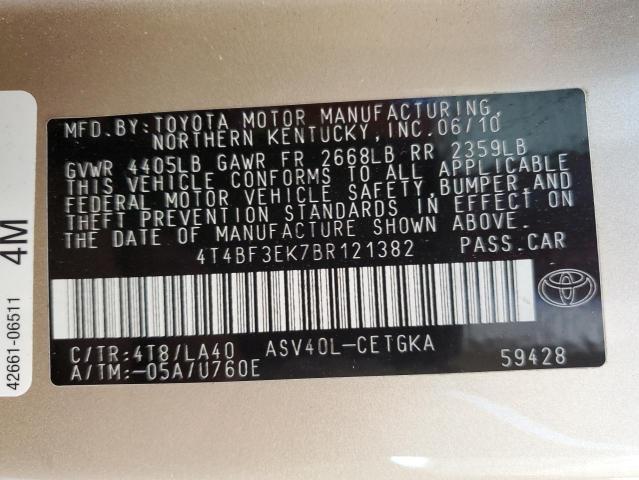 Photo 12 VIN: 4T4BF3EK7BR121382 - TOYOTA CAMRY BASE 